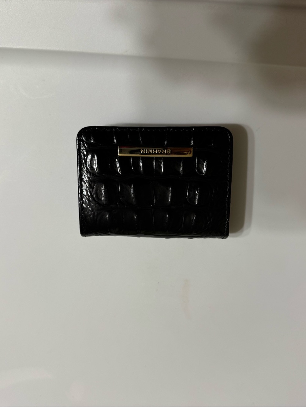 Brahmin Black with Burgundy Croc-Trim Wristlet - Picture 16 of 16
